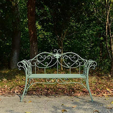 zenggp Panca da Giardino con Braccioli Posti A Sedere da Giardino in Metallo Sedia da Giardino Rustica Vintage,Green