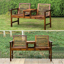 GaoF Panca retrò da Giardino da 55 Pollici, Retro Panca in Legno massello anticorrosivo, Doppio tavolino da caffè, Schienale con braccioli, Sedia da Portico per Panca da