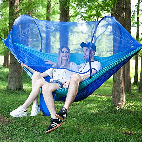 Amaca 1-2 Persone Amaca Da Campeggio Portatile All'aperto Con Zanzariera Ad Alta Resistenza In Tessuto Per Paracadute Letto Sospeso Per Dormire Altalena