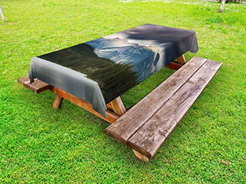 ABAKUHAUS Foresta oscura Tovaglia da Esterno, Nubi Scure sopra Lago, Tovaglia da Picnic Lavabile Decorativa, 145 cm x 210 cm, Multicolore