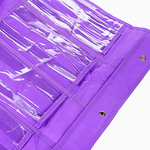 24 Rack Porta Organizer per Porta Tascabile, Custodia In Cristallo Trasparente per Appendere Pvc con 3 Ganci per Armadio Lavanderia