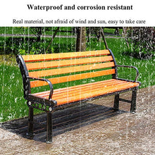 Outdoor Furniture Panchina 3 posti da Giardino terrazza da Esterno panchina da Parco, con Telaio in Legno e ghisa, con braccioli e Schienale Patio Balcone Veranda Sedia mobili