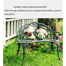 Panca da Giardino In Metallo Panca da Giardino,Panchina Con Struttura In Alluminio Pressofuso E Schienale Sedile Doppio Per Esterno Con Fiore di Rosa，Panca Decorativa Per Prato / Portico