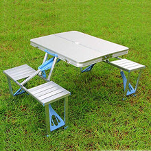 Barm Tavolo da Picnic in Alluminio Tavolo Pieghevole Portatile Panca da Campeggio Tavolo da Giardino Barbecue 4 sedie Sgabello Tavolo Pieghevole Portatile