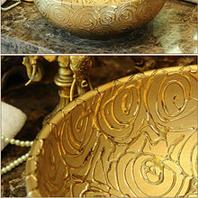 Jgophu 35CM Art Countertop Porcellana Ceramica Lavello da bagno Rosa Carving Oro