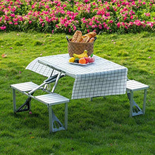 MUY Warmiehomy - Tavolo e sedie pieghevoli da picnic portatile con 4 posti a sedere, tavolo da campeggio per giardino all'aperto barbecue