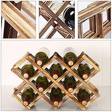MKSI Portabottiglie da Cucina, Portabottiglie Vino Pieghevole in Legno, Espositore per Vino, Portabottiglie Diamond per Bar, Cantina, Armadietto, Dispensa (10 Bottiglie)