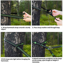 Vientiane Cinghie per Amache, Cinghie Appendere Le Altalene, Cinghie Anelli Regolabili, Include 2 Pezzi Cinturini Amache Ispessenti 9,8 Piedi, Adatto a Tutte Le Amache, 2 Moschettoni, 1 Borsa Nera