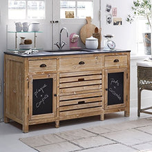 Loberon Mobile con lavello Rawlings, Legno di Abete rielaborato, Marmo, Ceramica, L/A/P ca. 150/86/62 cm, Marrone/Antracite
