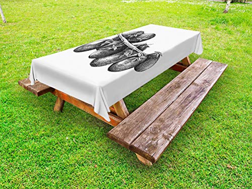 ABAKUHAUS Grigio Antracite Tovaglia da Esterno, Pomodori dettagliata, Tovaglia da Picnic Lavabile Decorativa, 145 cm x 210 cm, Bianca