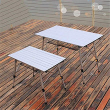 Tavolo da picnic all'aperto Tavolo pieghevole in alluminio regolabile in altezza, lunghezza 1.2M / 3.93FT Desk rotolante leggero da esterno, con rete di stoccaggio inferiore per patio Camping Garden P