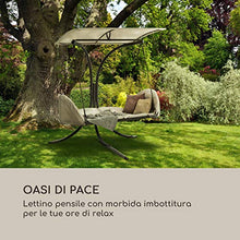 blumfeldt Fountain Valley Sdraio Pensile - Tettuccio Parasole, Oscillazione Rilassante, Spessore Imbottitura 4 cm, 2 Cuscini Laterali, Robusta Base in Acciaio, Viti in Acciaio Zincato, Beige