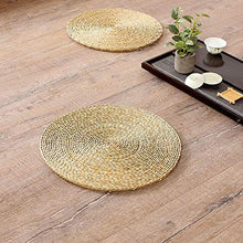 LTINN Tatami Rotondo Intrecciato a Mano, Tifa Naturale densa e rigorosa, Spessa, Traspirante, Naturale, Tappetino Yoga, Tappetino