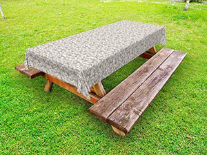 ABAKUHAUS Camo Tovaglia da Esterno, Neutro Toni Astratta, Tovaglia da Picnic Lavabile Decorativa, 145 cm x 305 cm, Scuro Tan Polvere di Cocco