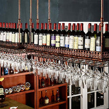 ZYLZL Portabottiglie per Vino, Bar, Ristorante, Appeso, Portabicchieri, Metallo, Portabottiglie da Appendere in Ferro Europeo in Ferro,Bronzo,120 * 35 cm