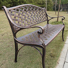Panchina da giardino in metallo Panchina da giardino per il tempo libero, panchine da patio in alluminio pressofuso resistente alle intemperie, panchina da cortile retrò con schienale e corrimano,