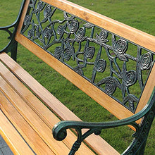 GaoF Panchina da Giardino panchina in Legno massello, Sedia con Schienale per Veranda da Giardino, Panca con mobili da terrazza in Legno massello anticorrosivo in ghisa, può ospitare 2-3 Persone