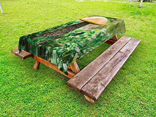 ABAKUHAUS Fungo Tovaglia da Esterno, da Vicino L'Immagine Plantation, Tovaglia da Picnic Lavabile Decorativa, 145 cm x 305 cm, Sabbia Marrone Scuro Seppia