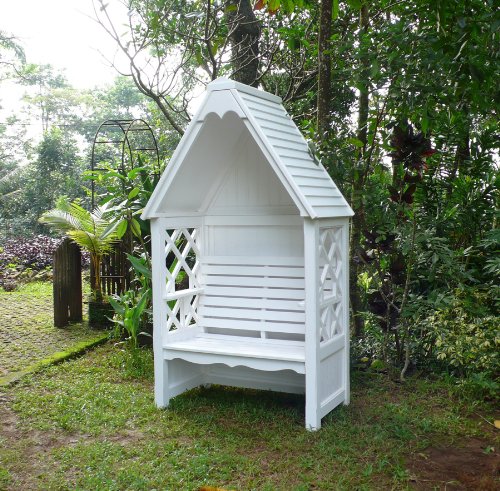 wugos - Panchina da giardino Bali con rose, panca da giardino