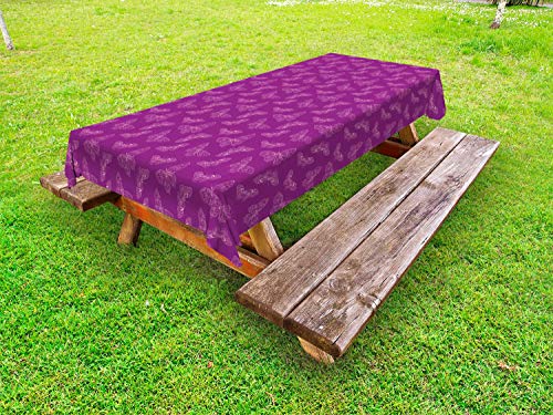 ABAKUHAUS Entomologia Tovaglia da Esterno, Disegni Farfalla, Tovaglia da Picnic Lavabile Decorativa, 145 cm x 210 cm, Scuro Magenta Rosa Pallido