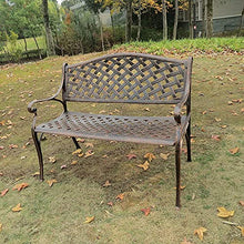 Panchina da giardino in metallo Panchina da giardino per il tempo libero, panchine da patio in alluminio pressofuso resistente alle intemperie, panchina da cortile retrò con schienale e corrimano,