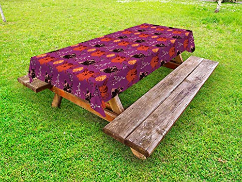 ABAKUHAUS Floreale Tovaglia da Esterno, Brushstroke Tonica Blossoms, Tovaglia da Picnic Lavabile Decorativa, 145 cm x 210 cm, Scuro Magenta Rosso e Coral