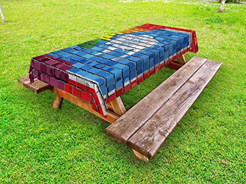 ABAKUHAUS Wyoming Tovaglia da Esterno, Stato uguaglianza e Gay Flag, Tovaglia da Picnic Lavabile Decorativa, 145 cm x 265 cm, Multicolore