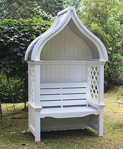 Panchina per filosofo Princess in legno massiccio di mogano bianco zincato