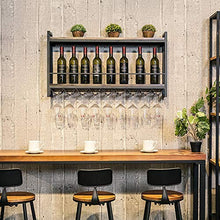 RUXMY Armadietto del Vino Organizzare la Cucina Portabottiglie in Metallo a Parete Portabottiglie in Legno retrò Portabottiglie in Vetro per Vino Mensole a Muro, 10 portabottiglie per Vino 18 Bicc