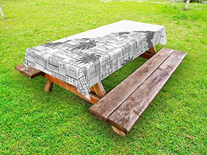 ABAKUHAUS Rio de Janeiro Tovaglia da Esterno, Brasile Appartamenti, Tovaglia da Picnic Lavabile Decorativa, 145 cm x 265 cm, Charcoal Grey And White