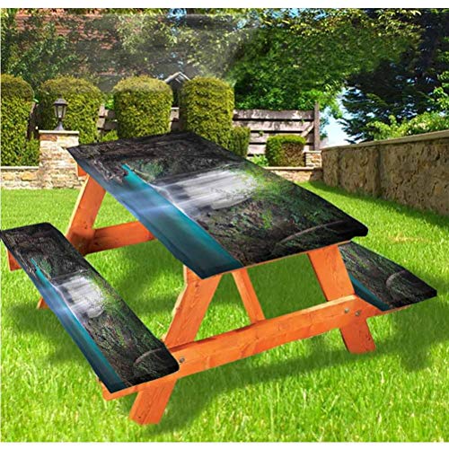 LEWIS FRANKLIN Tenda da doccia con copertura per panchina, foresta pluviale con bordo elastico a cascata, 60 x 72 cm, set da 3 pezzi per campeggio, sala da pranzo, all'aperto, parco, patio