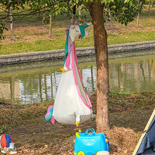 Outsunny Sedia Sospesa a Forma di Unicorno, Amaca per Bambini da Interno ed Esterno in Cotone Bianco e Rosa Φ70x150cm