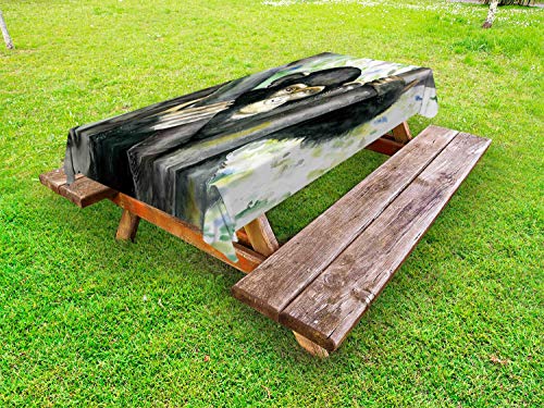 ABAKUHAUS Gorilla Tovaglia da Esterno, Acquerello Bambino Scimpanzé, Tovaglia da Picnic Lavabile Decorativa, 145 cm x 210 cm, Charcoal Grigio Multicolore