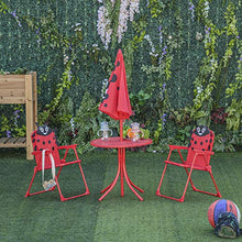 Outsunny Set Tavolo da Giardino con 2 Sedie Pieghevoli e Ombrellone per Bambini in Metallo e Poliestere, Rosso