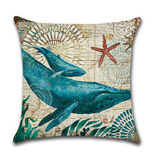 JOTOM Fodera per Cuscino Geometria Alberi Uccelli e Fiori Federa per Divano Famiglia Soggiorno Camera da Letto Decorazione, 45x45cm, Set di 4 Pezzi(Animale Marino 2)