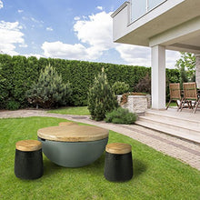 blumfeldt Blockhouse Lounge - Tavolo da Giardino, Basamento in Calcestruzzo, Piano in Legno, 80 x 40 cm (ØxA), Resistente a Intemperie, 2 vani di Presa per Trasporto, Estetica Realistica, Tondo
