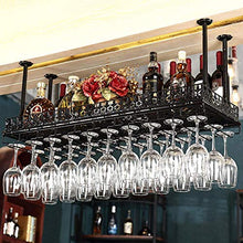 YWYW Portabottiglie Portabicchieri da Vino Portabicchieri da Champagne Portabicchieri Portabottiglie da Appendere in Ferro battuto Europeo (Nero) (Dimensioni: 80 * 35 cm)
