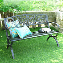 QHW Panchina da Esterno, Doppia panchina da Balcone in Ferro battuto, mobili da Giardino 130x60x85cm, Decorazione del Cortile Semplice e Moderna