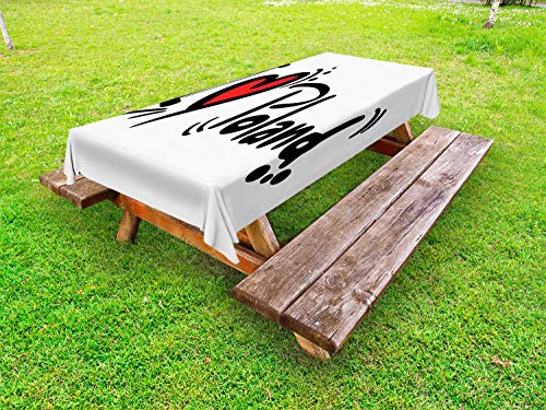 ABAKUHAUS Polonia Tovaglia da Esterno, Orgoglioso Polacco Texting Bold, Tovaglia da Picnic Lavabile Decorativa, 145 cm x 265 cm, Scuro Coral Charcoal Grey