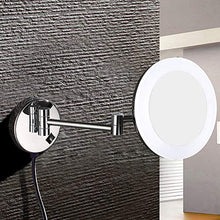 LZNAN - Specchio da trucco da parete con illuminazione a LED e ingrandimento, cromato lucido, plug in, di alta qualità