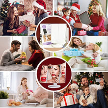 eaaerr Specchio Trucco Specchio Cosmetico per Vanità a 22 LED - Luci Ingranditore 2X3X10X Touch Screen Pieghevole Specchio Make up, Batteria e USB Alimentati Perfetto per Come Donna e Ragazza
