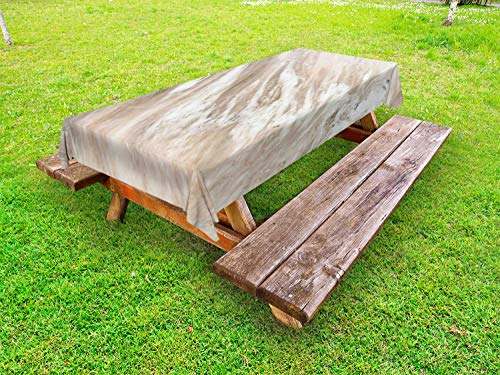 ABAKUHAUS Architettura Tovaglia da Esterno, Marble Design Inspired, Tovaglia da Picnic Lavabile Decorativa, 145 cm x 265 cm, Scaldare Taupe e Pale Tan