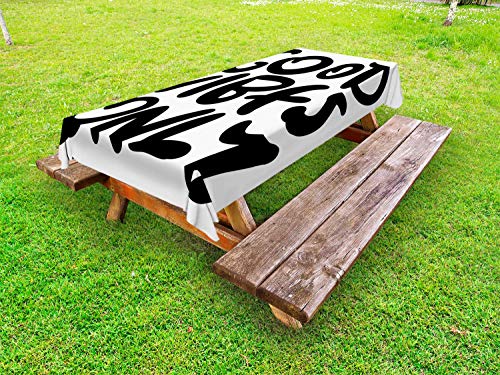 ABAKUHAUS Detto Tovaglia da Esterno, Inspirational Moderna, Tovaglia da Picnic Lavabile Decorativa, 145 cm x 305 cm, Charcoal Grey And White
