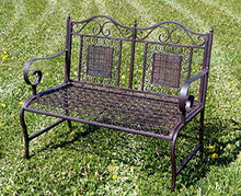 Exclusive panca da giardino Santos, seduta ergonomica, Sedile a panca in un nuovo design e versione molto stabile metallo, 114 x 50 cm
