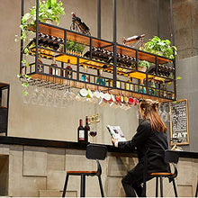 FSGD Porta Bicchiere da Vino Creativo Porta Calice Alto Invertito semplicità Portabottiglie da Appendere a Soffitto per Cucina Bar Ristorante,with Light