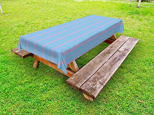 ABAKUHAUS Snakeskin Stampa Tovaglia da Esterno, Estratto Reptile, Tovaglia da Picnic Lavabile Decorativa, 145 cm x 265 cm, Azzurro Blu Baby Pink