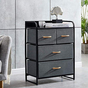 XHCP Cassettiera con 4 cassetti Credenza da Soggiorno Tavolino con cassetti per cameretta Camera da Letto Guardaroba Cameretta Giochi per Bambini Giocattolo Tessuto Antracite Finitura n