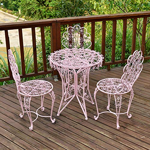 Set 3 pezzi combinazione tavolo e sedia da balcone in ferro battuto, patio esterno un tavolo e due sedie set di mobili da tavolino,tavolo da pranzo e sedia per interni per il tempo libero,per terraz