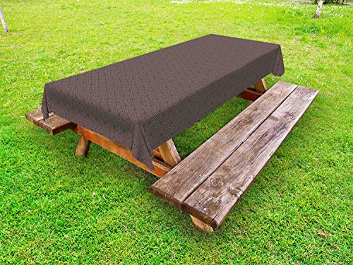 ABAKUHAUS Astratto Tovaglia da Esterno, Esagonale punteggiato Forme, Tovaglia da Picnic Lavabile Decorativa, 145 cm x 305 cm, Taupe Grey Marrone Pastello
