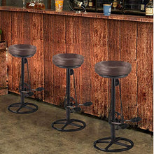 HNWTKJ Sgabello da Bar, Sedute Rotonde, Sgabello Alto, Stile Industriale, Struttura Metallica, Piedini Regolabili, Stabile, Montaggio Facile, Marrone Vintage, Cucina/Bar/Ristorante